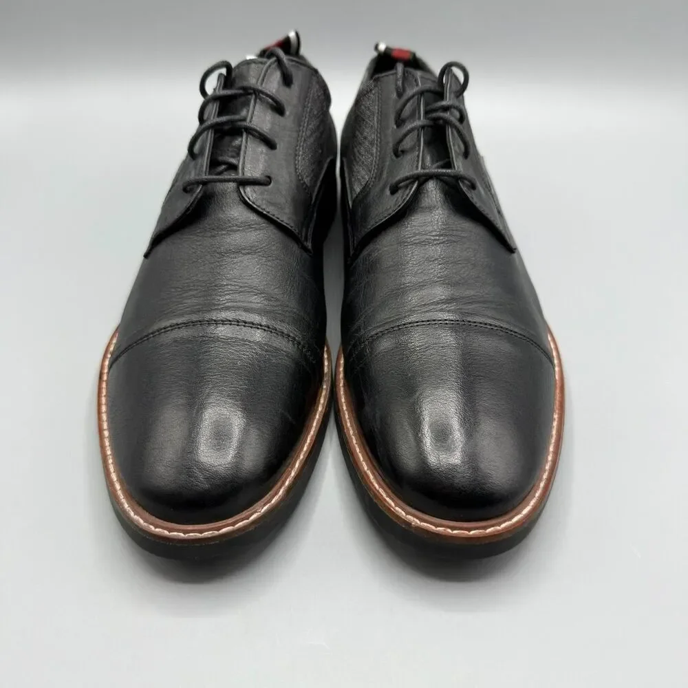Ben Sherman Black Leather Oxford Shoes Brent Cap Toe Mens Size 10.5